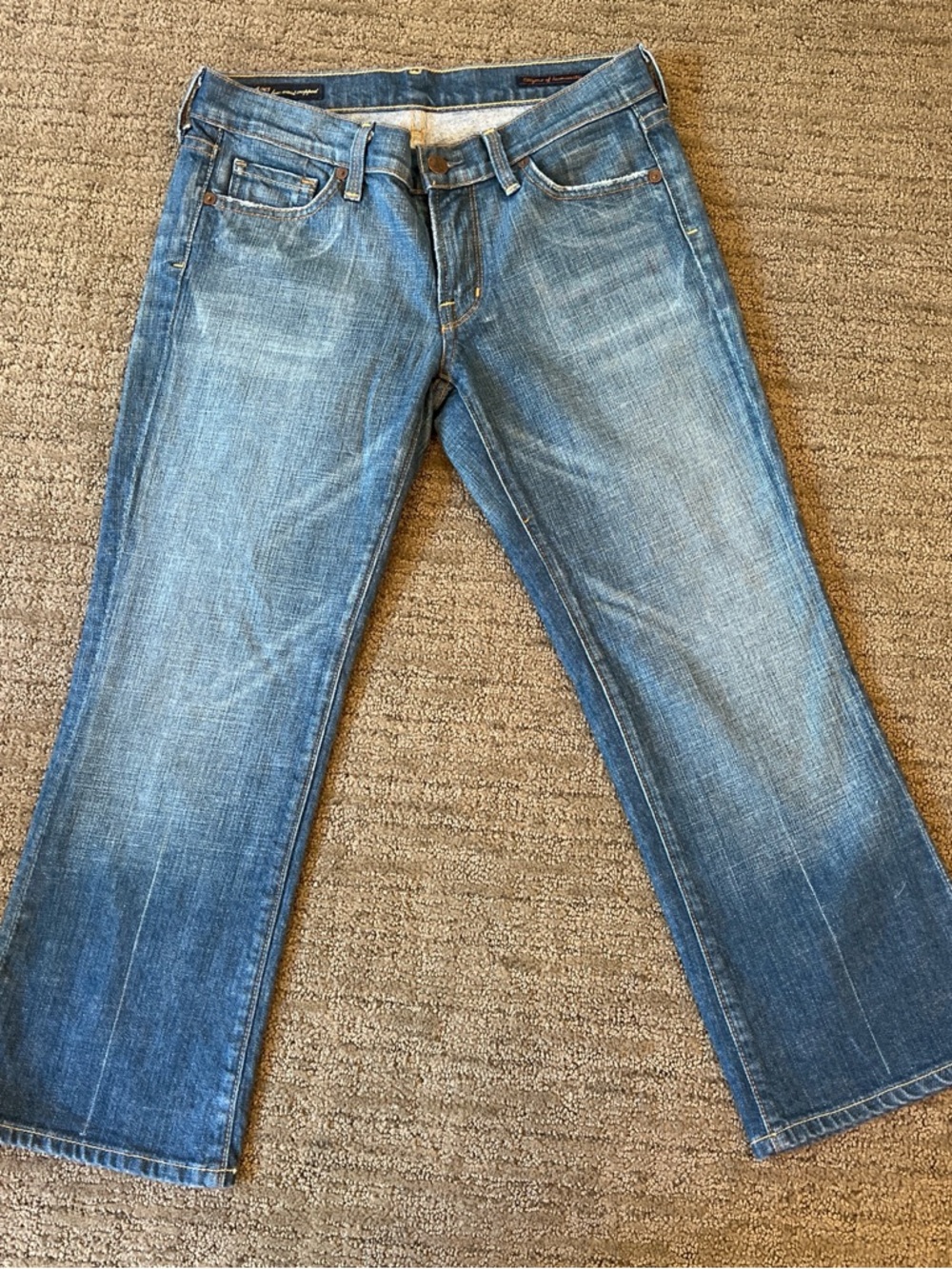 Citizens Of Humanity Blue Cropped Straight Jeans